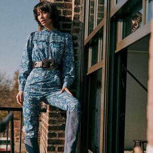 SEA NY X SEZANE NWT Edwige Floral Quilted Jumpsuit in Dalhia Print Size 4